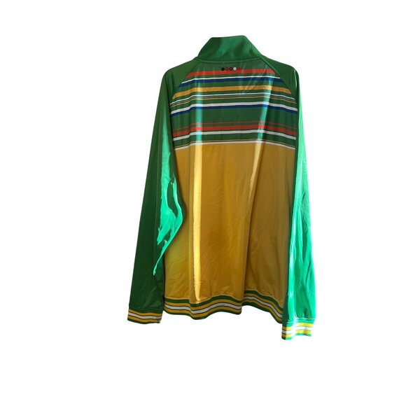 Vintage Coogi Mens 5XL Track Jacket Green & Yellow Striped Full-Zip retro - Picture 2 of 16